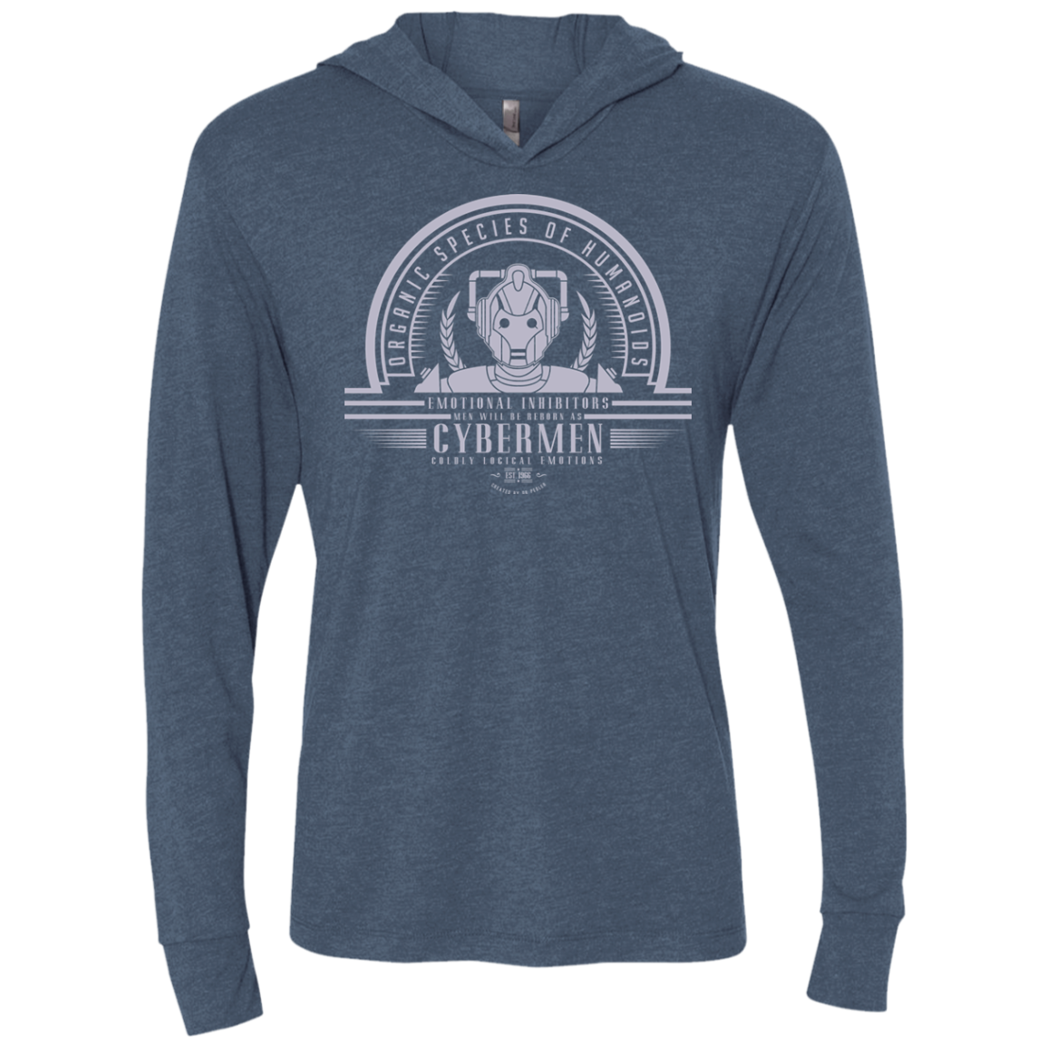 Who Villains Cybermen Triblend Long Sleeve Hoodie Tee