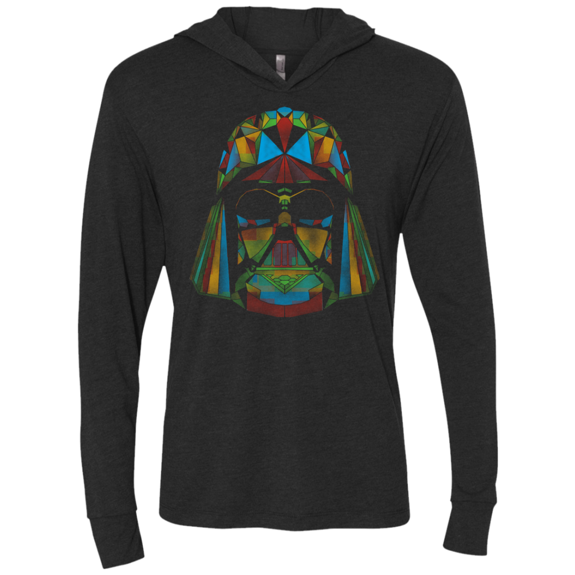 Kharmazero dark side of the polygons on black Triblend Long Sleeve Hoodie Tee