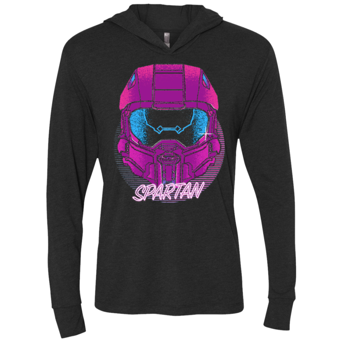Spartan Helmet 80's Triblend Long Sleeve Hoodie Tee