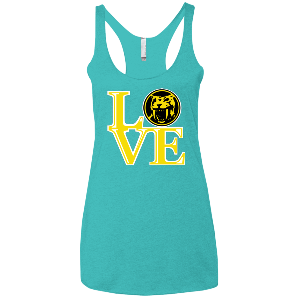 Yellow Ranger LOVE Women's Triblend Racerback Tank