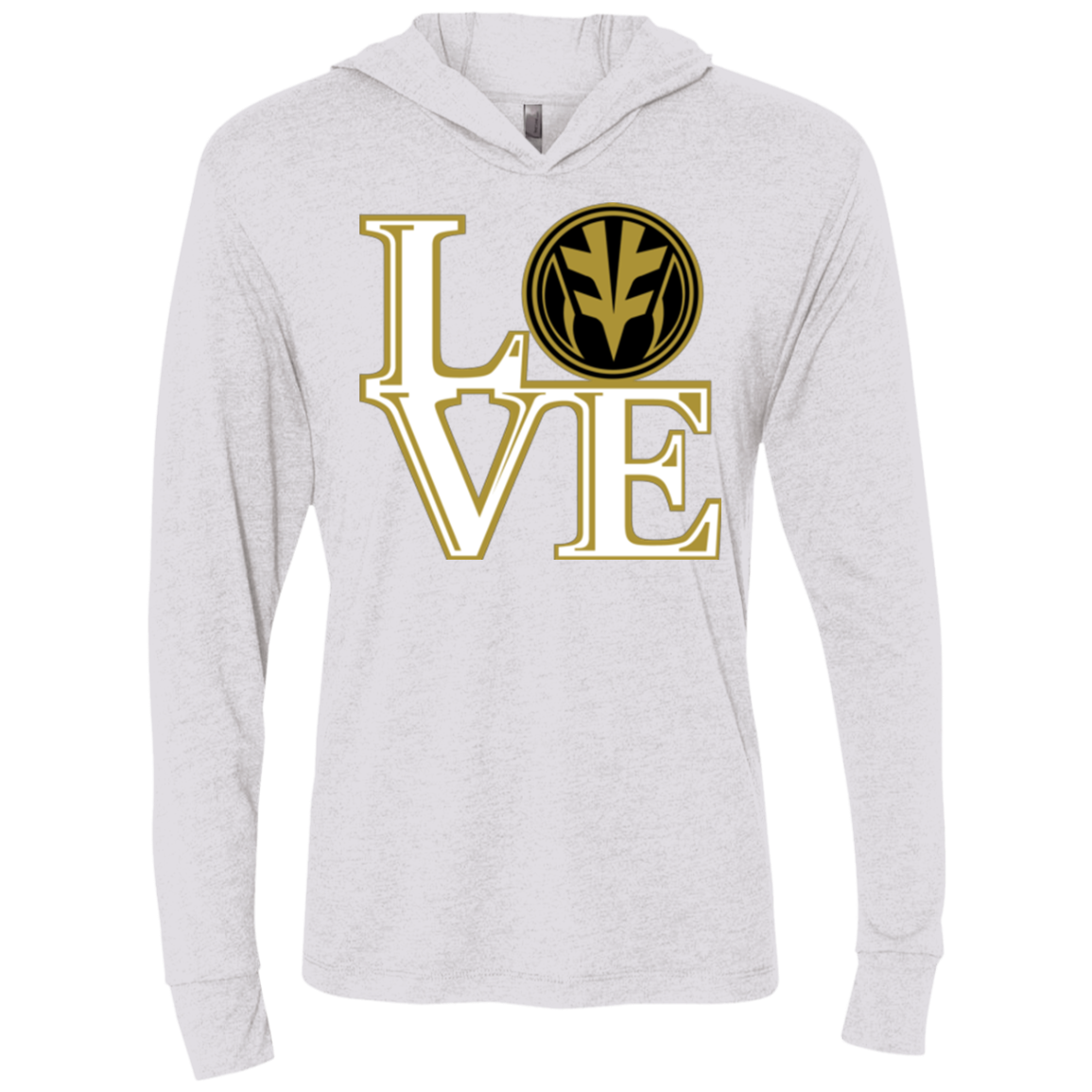 White Ranger LOVE Triblend Long Sleeve Hoodie Tee