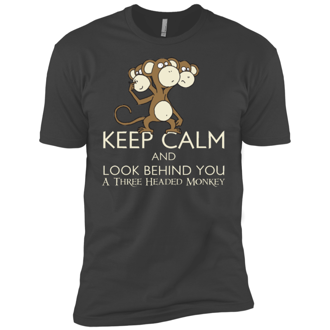 Keep Calm & Look Behind You A Three Headed Monkey Boys Premium T-Shirt