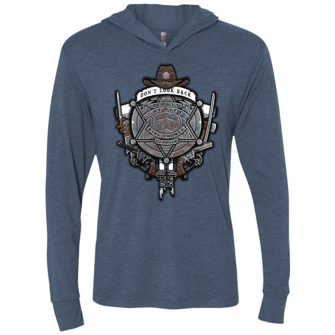 The Walking Crest Triblend Long Sleeve Hoodie Tee