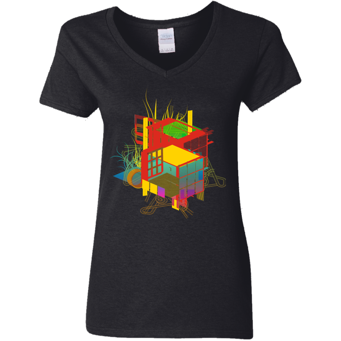 Rubik's Building Women's V-Neck T-Shirt