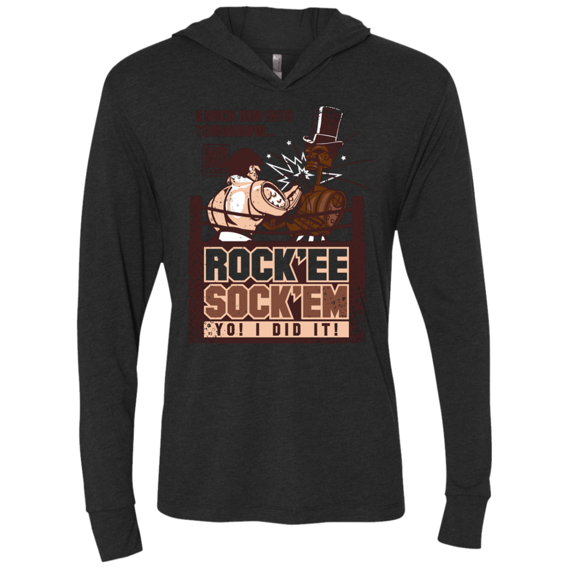 Rockee Sockem Triblend Long Sleeve Hoodie Tee