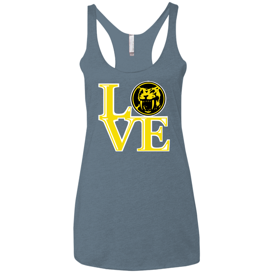 Yellow Ranger LOVE Women's Triblend Racerback Tank