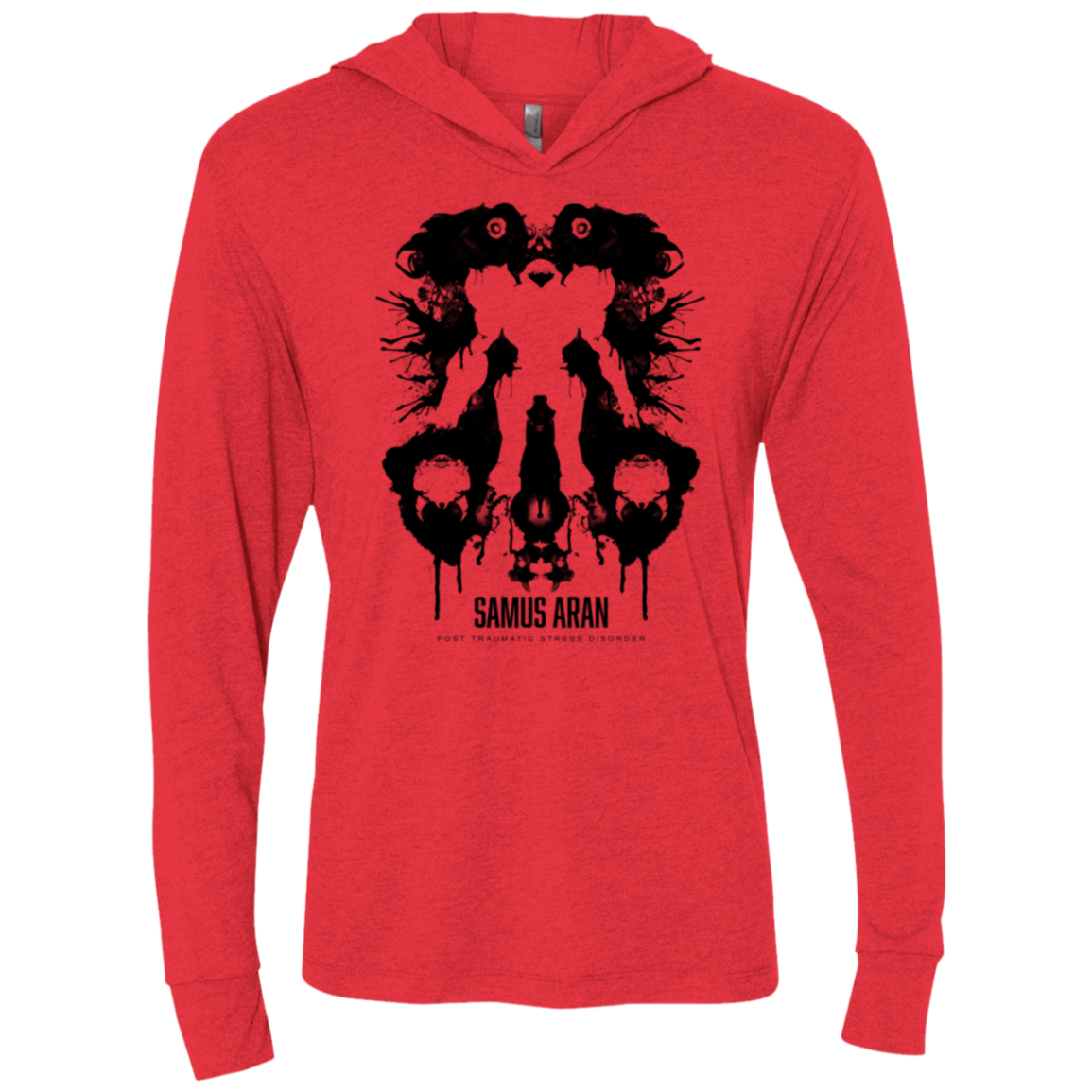 Samus Ink Blot Triblend Long Sleeve Hoodie Tee