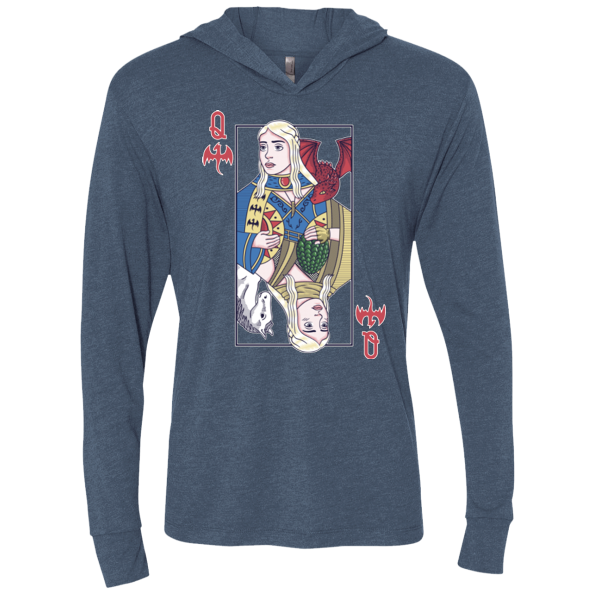 Queen of Dragons Triblend Long Sleeve Hoodie Tee