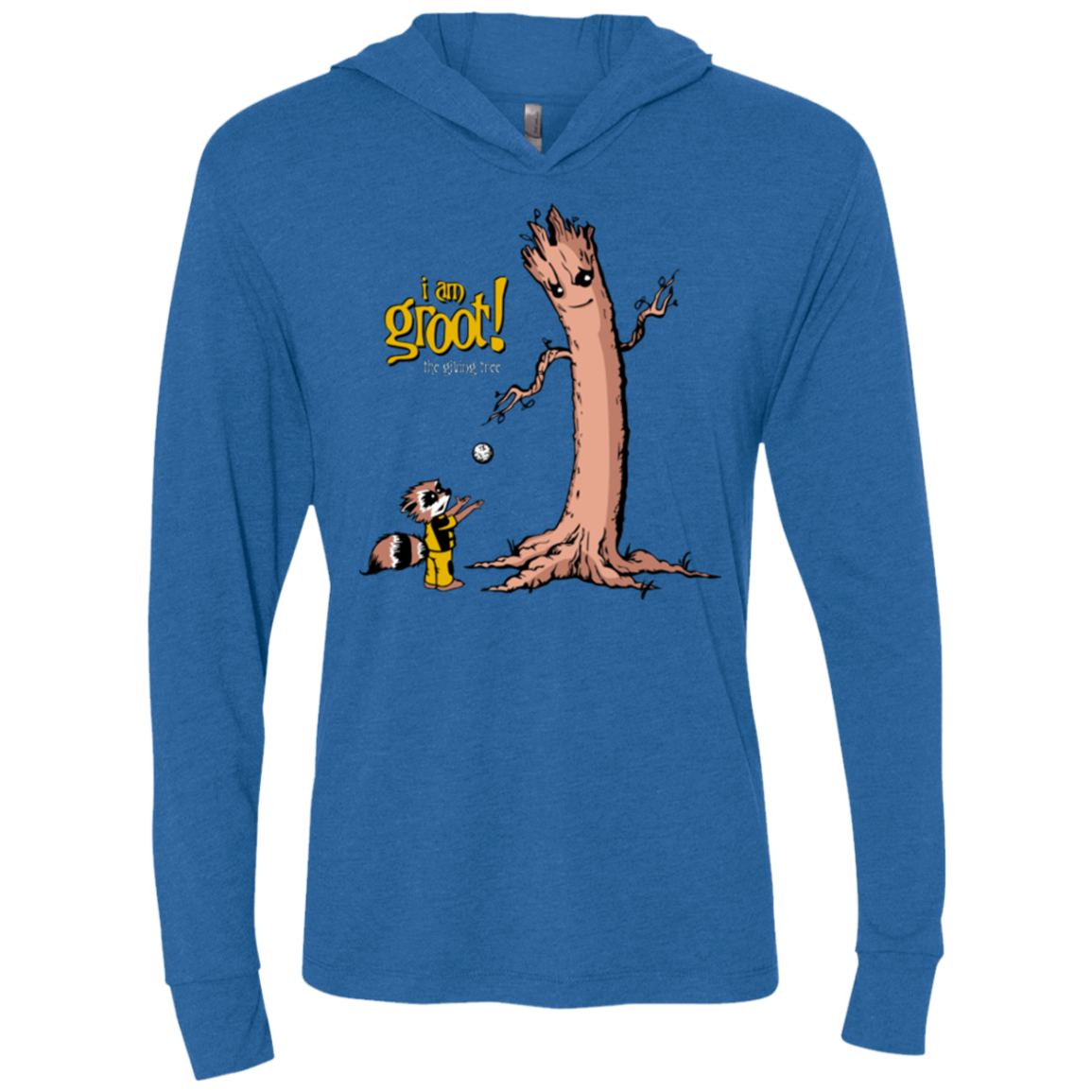 Groot Is Giving Triblend Long Sleeve Hoodie Tee