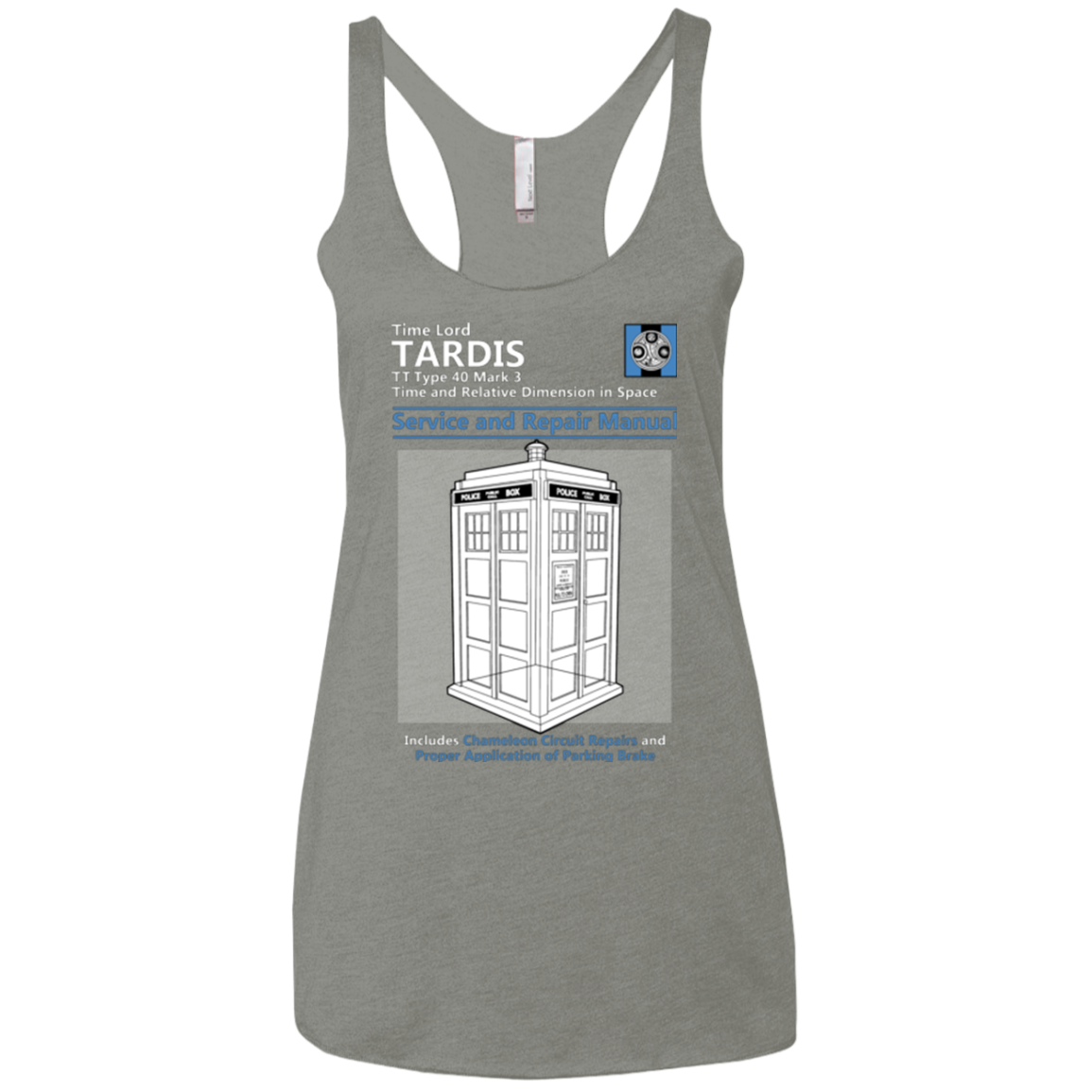 TARDIS SERVICE AND REPAIR MANUAL Women's Triblend Racerback Tank