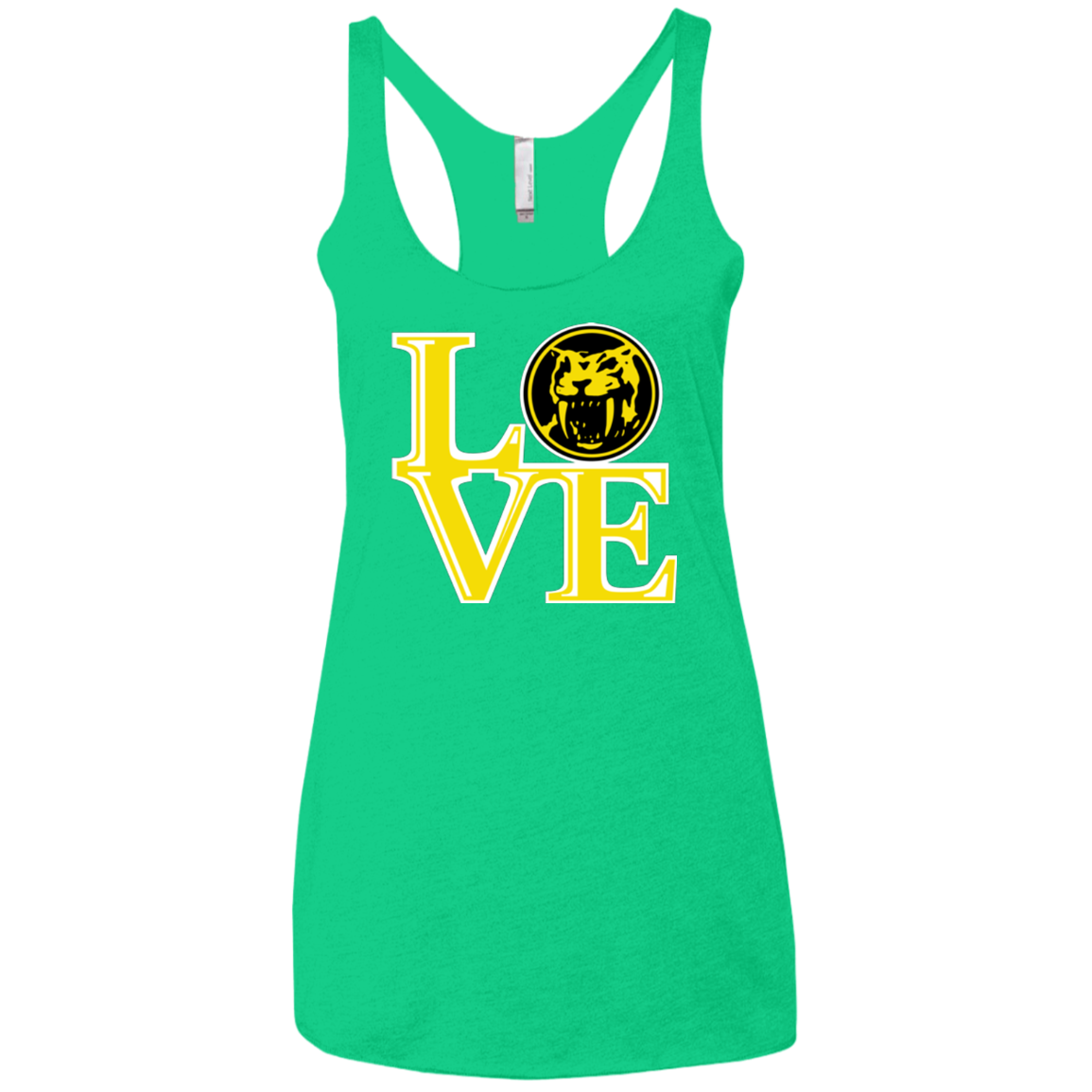 Yellow Ranger LOVE Women's Triblend Racerback Tank