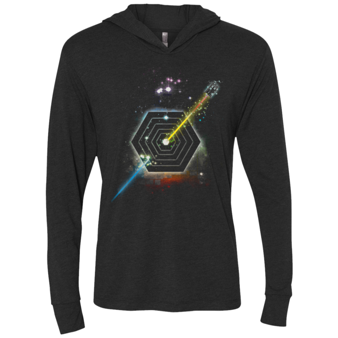 Space Fragmentation Travel Triblend Long Sleeve Hoodie Tee