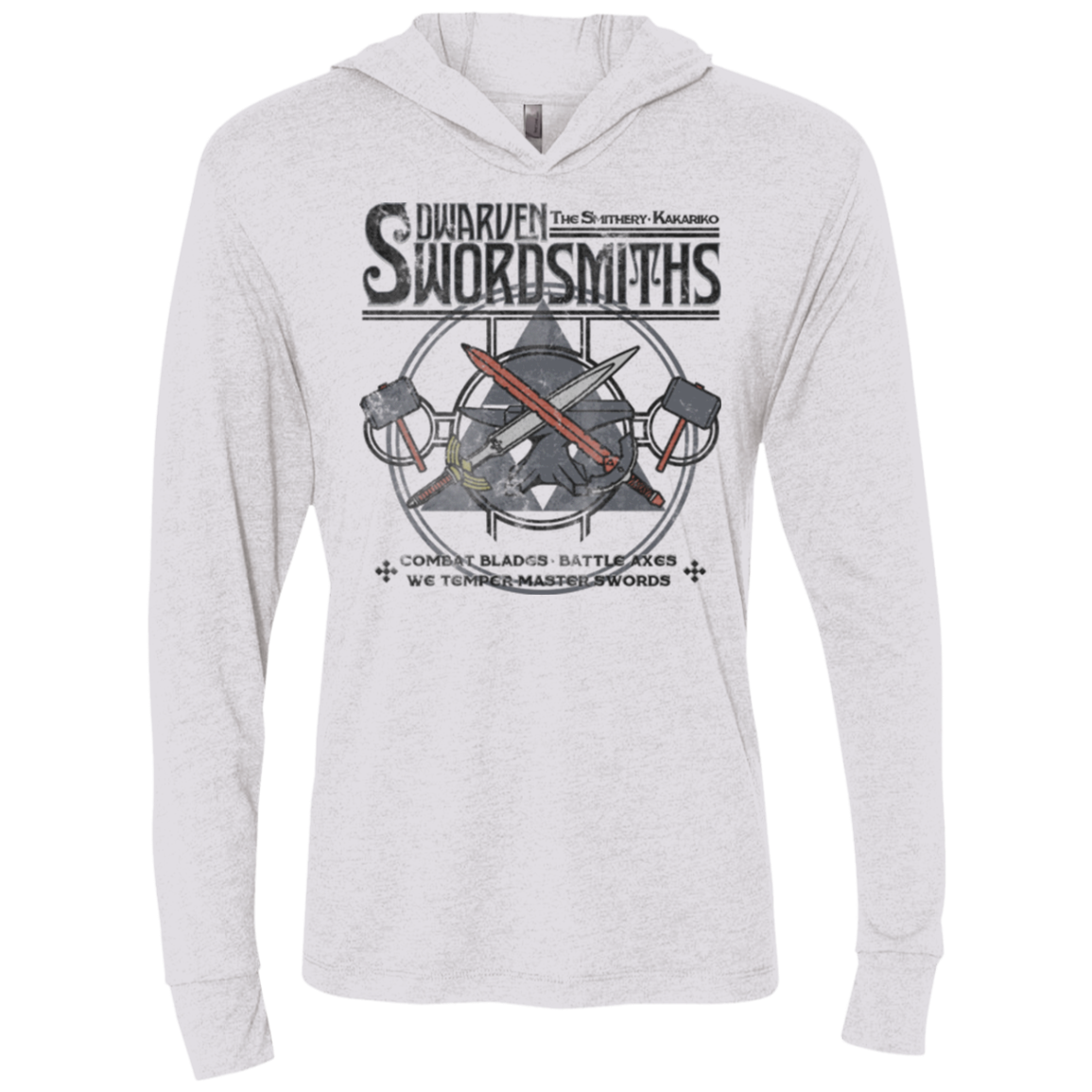 Dwarven Swordsmiths Triblend Long Sleeve Hoodie Tee