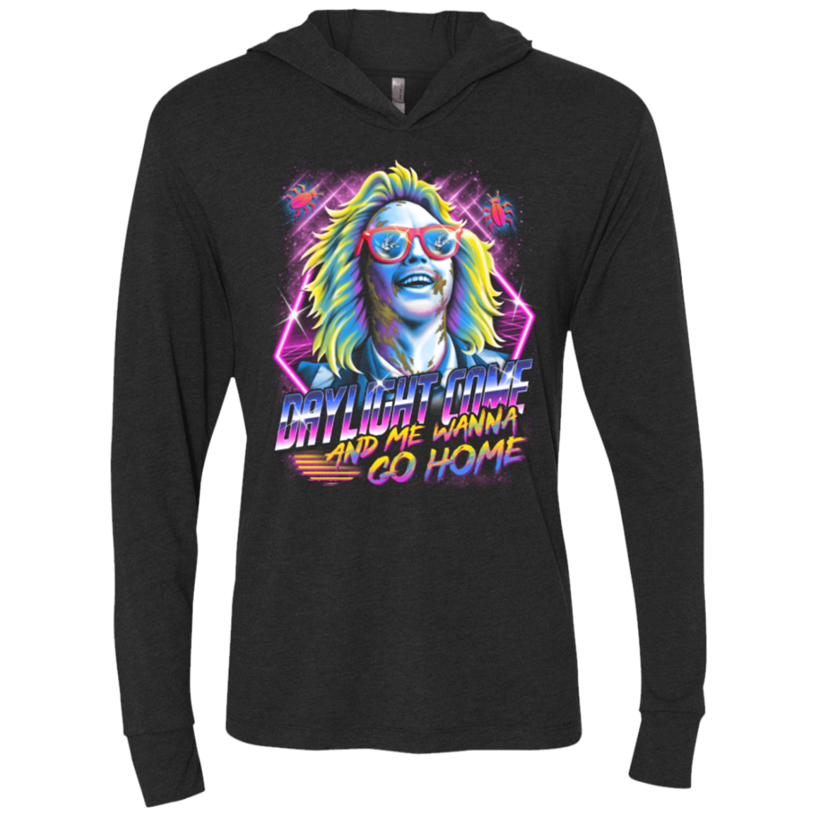 Beetlejuice 80s Nostalgia Triblend Long Sleeve Hoodie Tee