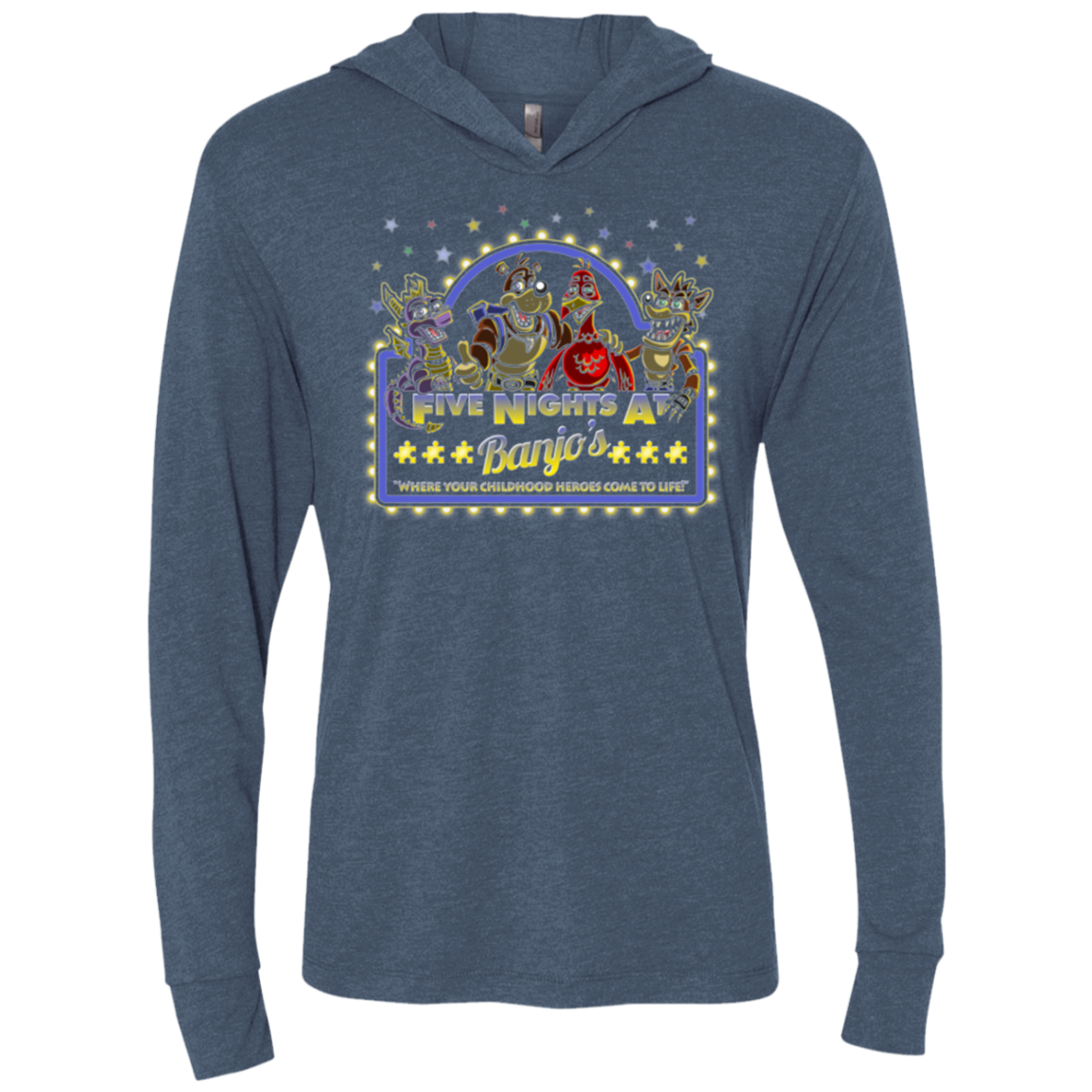 Five Nights at Banjos Triblend Long Sleeve Hoodie Tee