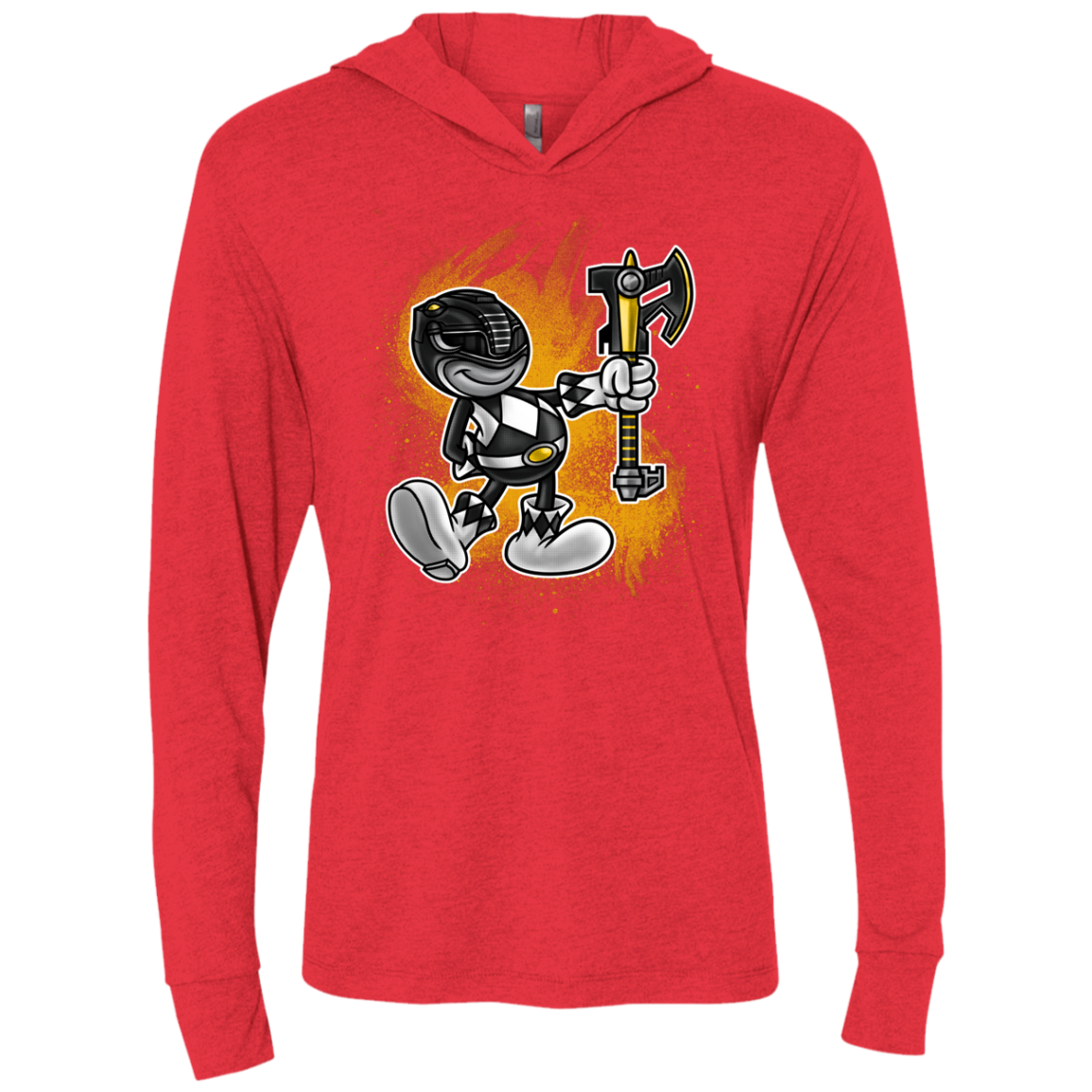 Black Ranger Artwork Triblend Long Sleeve Hoodie Tee