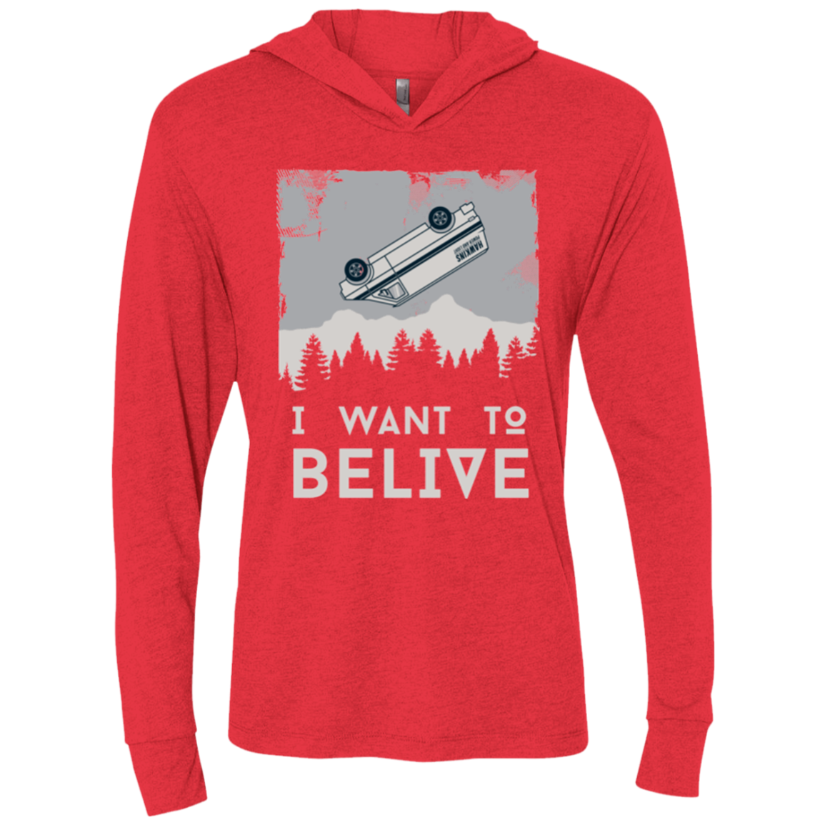 I Want to Believe Triblend Long Sleeve Hoodie Tee