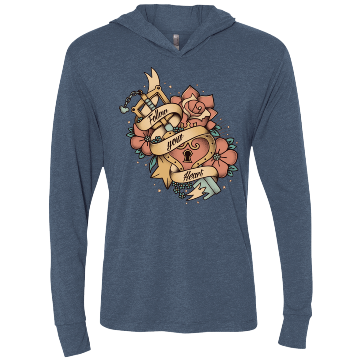 Follow your heart Triblend Long Sleeve Hoodie Tee