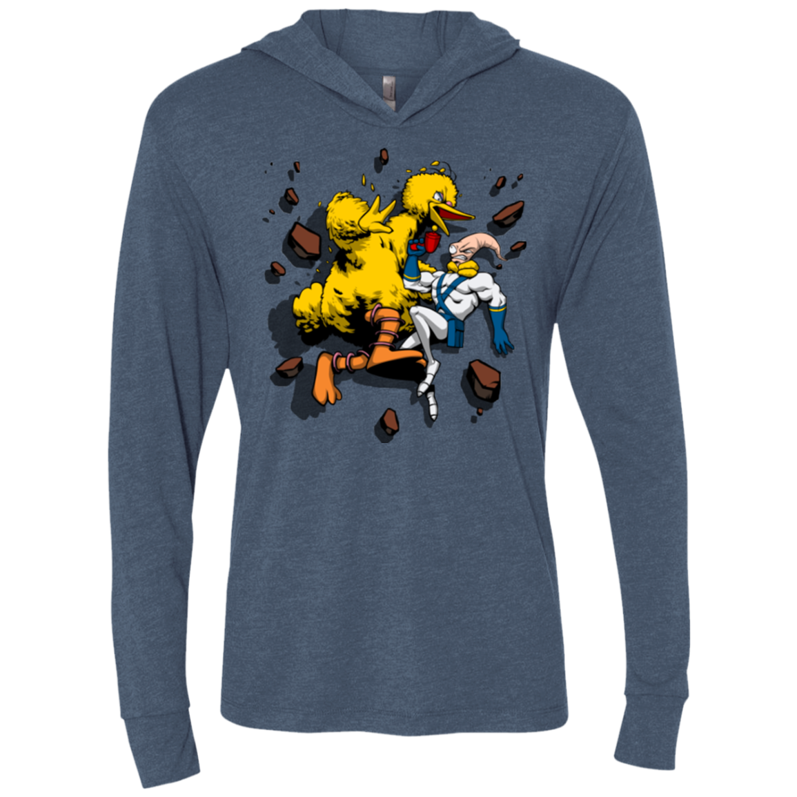 Big Bird and Worm Triblend Long Sleeve Hoodie Tee