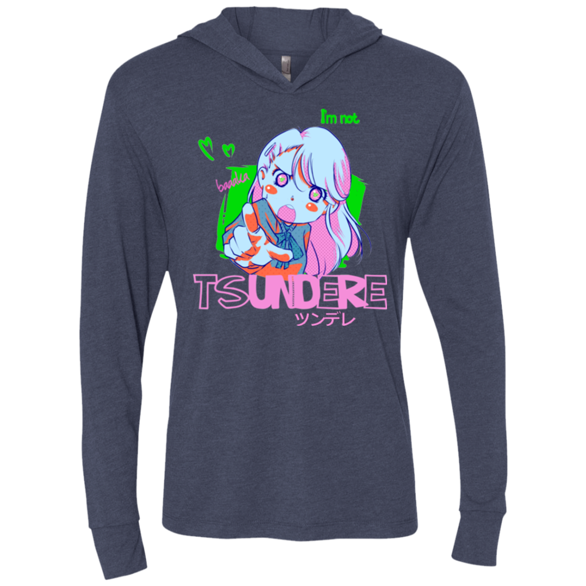 Tsundere Triblend Long Sleeve Hoodie Tee