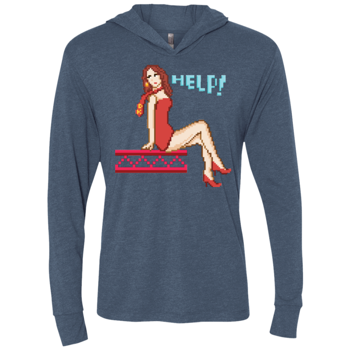 Pixel Pinup Pauline Triblend Long Sleeve Hoodie Tee