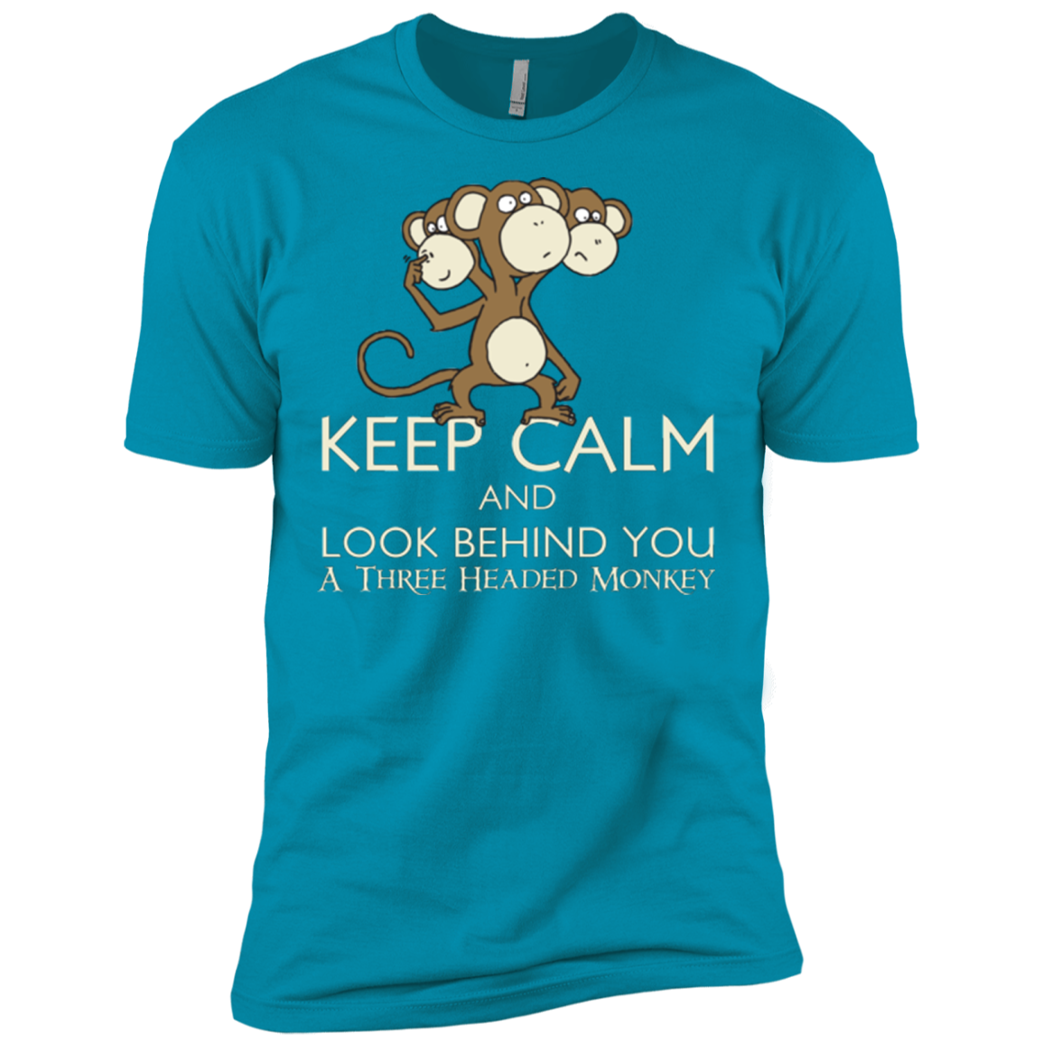 Keep Calm & Look Behind You A Three Headed Monkey Men's Premium T-Shirt