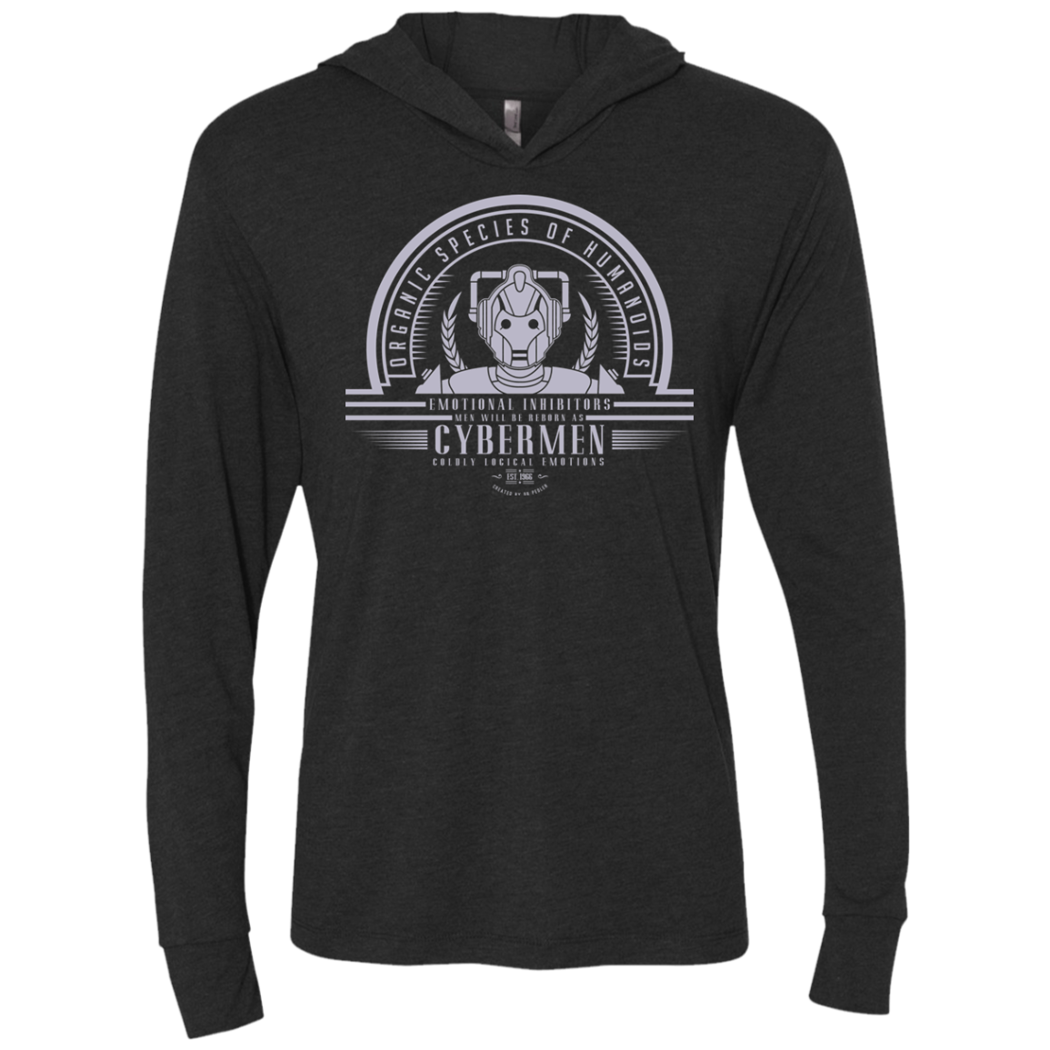Who Villains Cybermen Triblend Long Sleeve Hoodie Tee