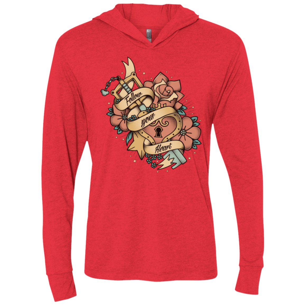 Follow your heart Triblend Long Sleeve Hoodie Tee