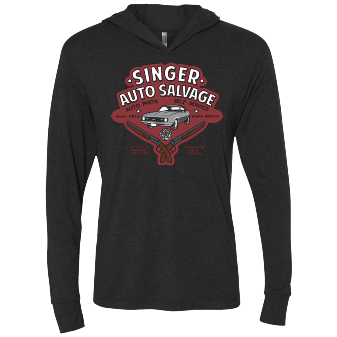 Singer Auto Salvage Triblend Long Sleeve Hoodie Tee