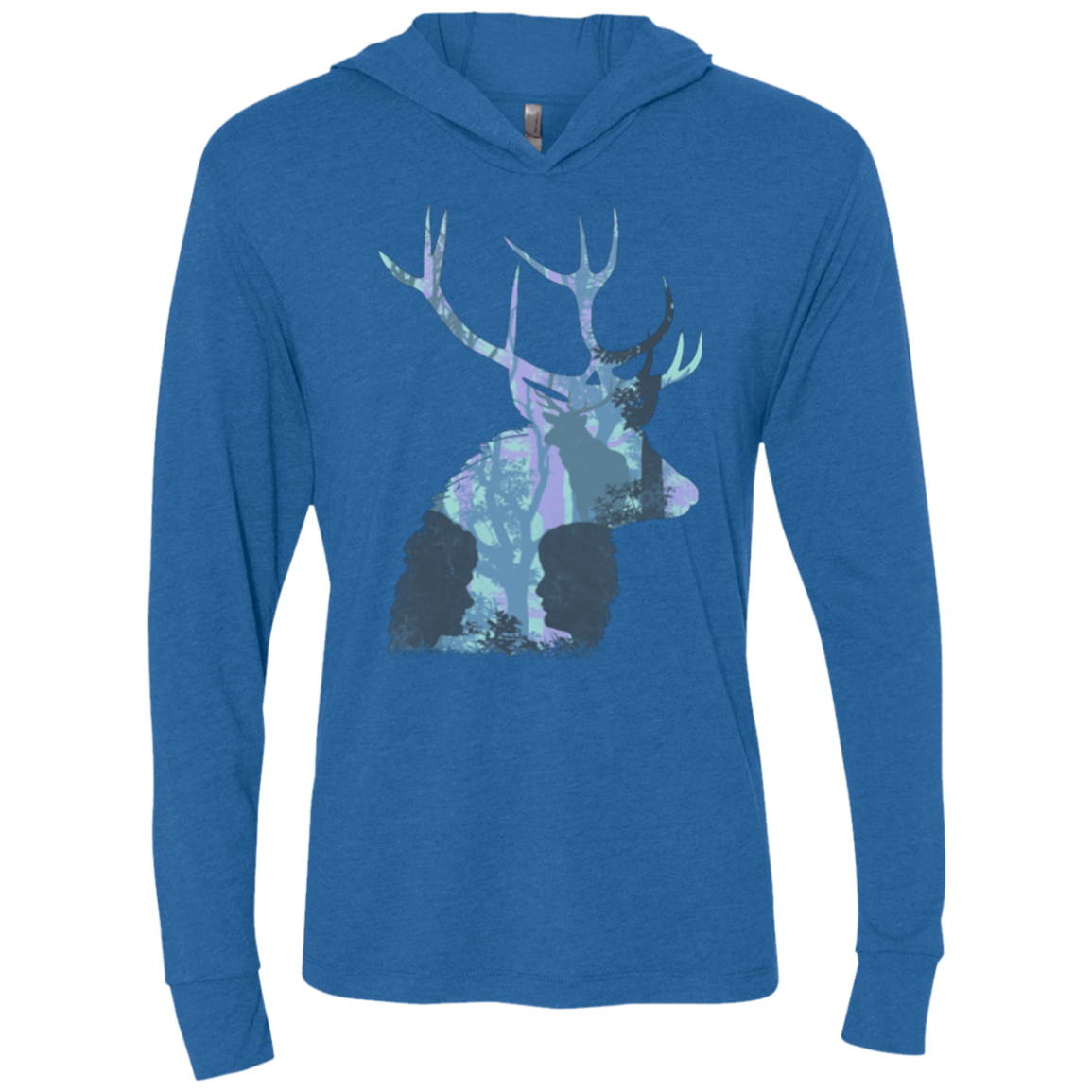 Deer Cannibal Triblend Long Sleeve Hoodie Tee