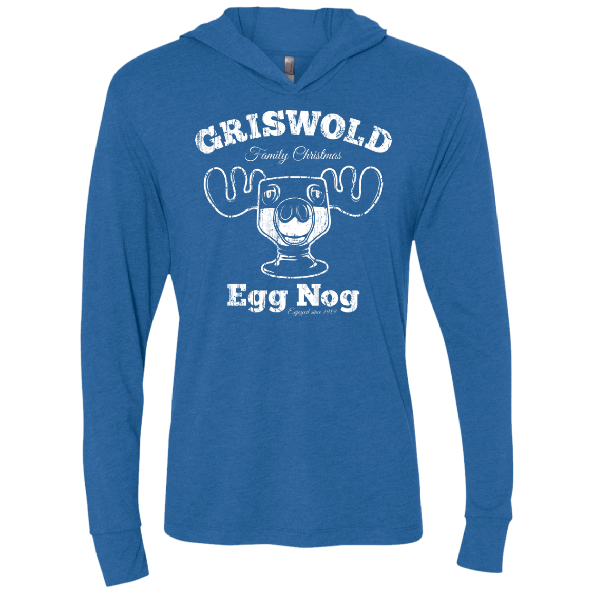 Griswold Christmas Egg Nog Triblend Long Sleeve Hoodie Tee