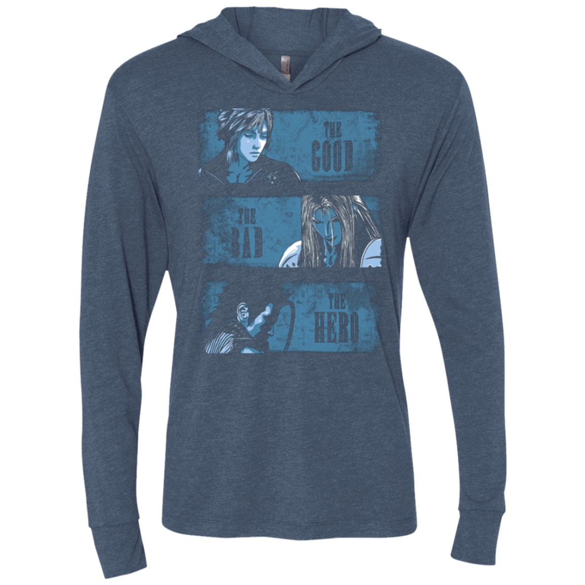 The Good the Bad and the Hero Triblend Long Sleeve Hoodie Tee