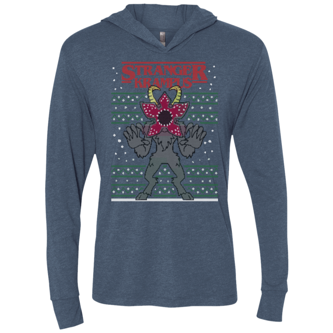 Stranger Krampus Triblend Long Sleeve Hoodie Tee