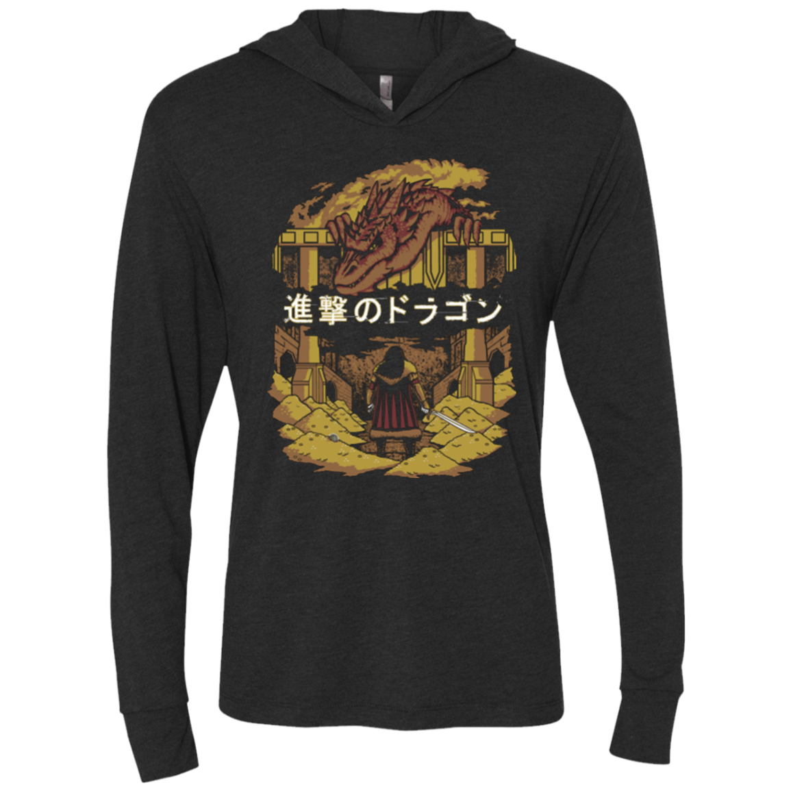 Attack on Dragon Triblend Long Sleeve Hoodie Tee