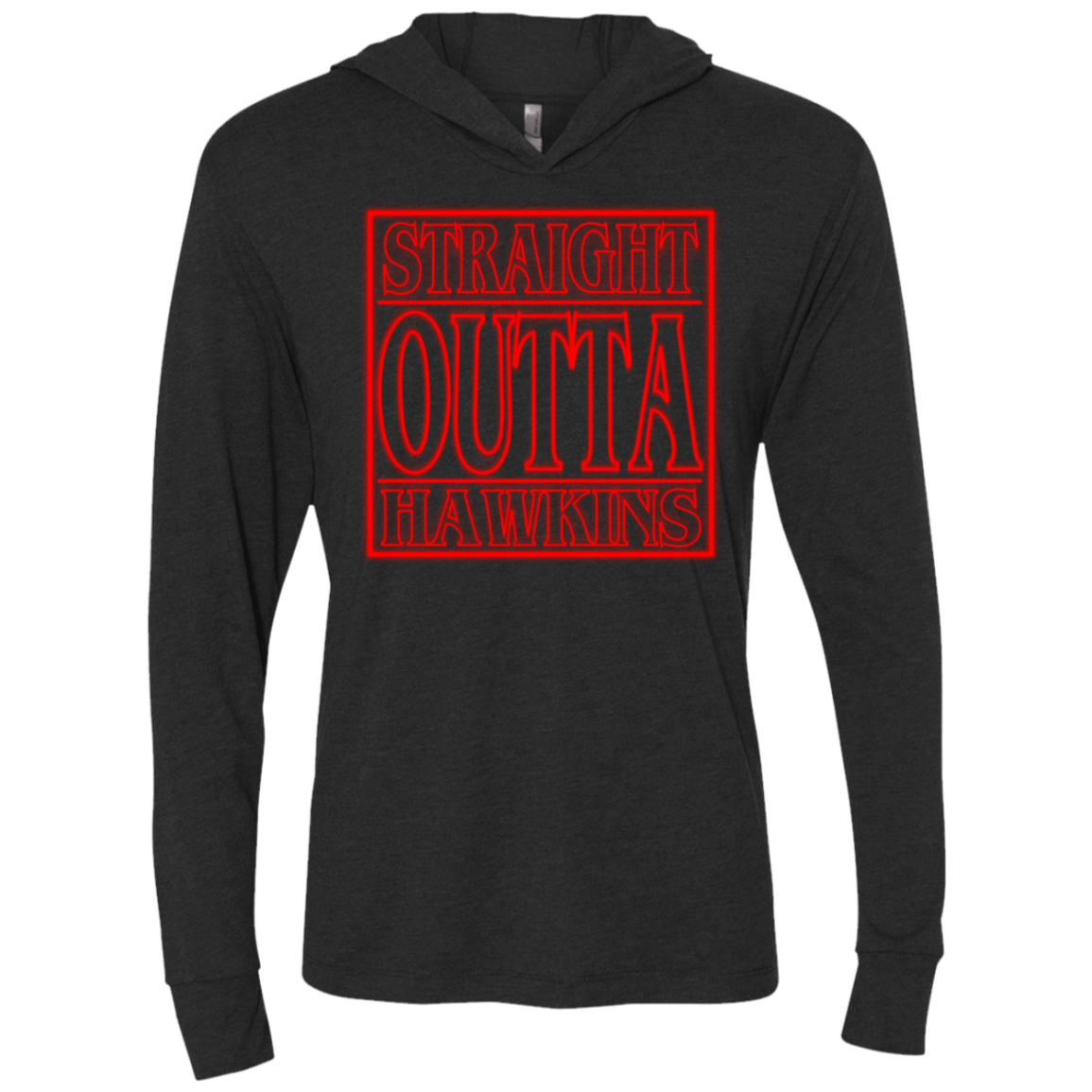 Outta Hawkins Triblend Long Sleeve Hoodie Tee