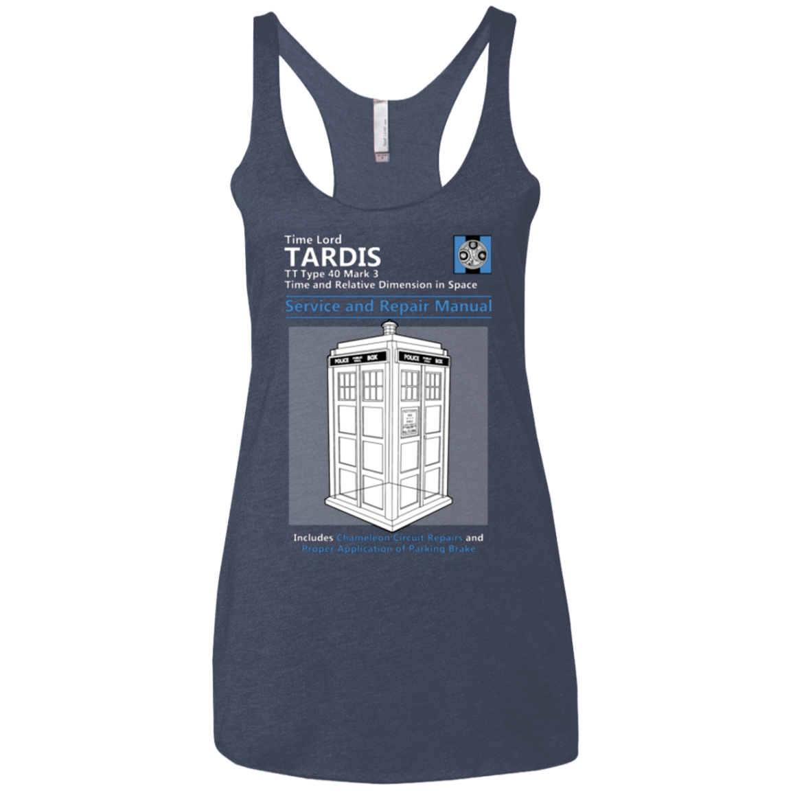 TARDIS SERVICE AND REPAIR MANUAL Women's Triblend Racerback Tank