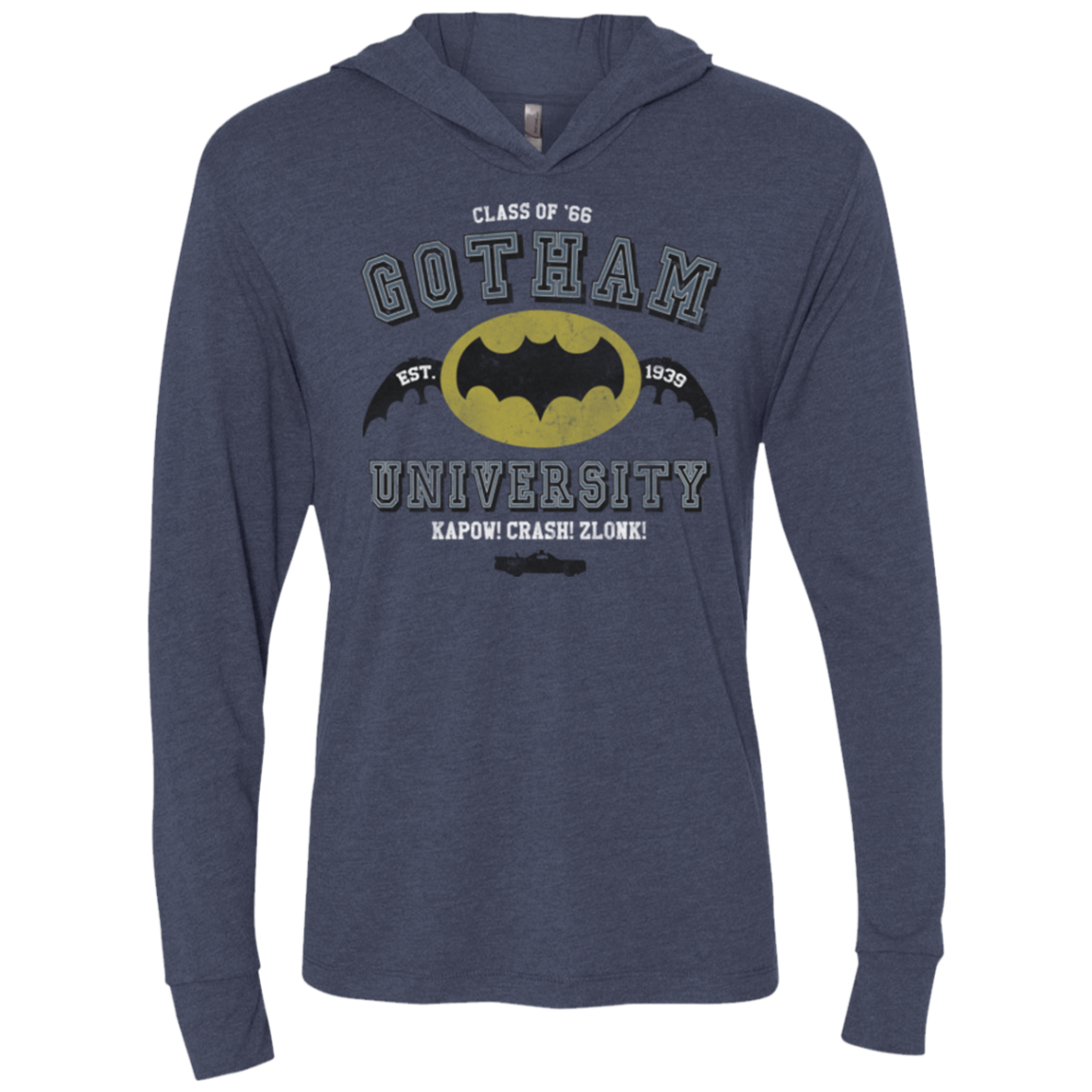 Gotham University Triblend Long Sleeve Hoodie Tee