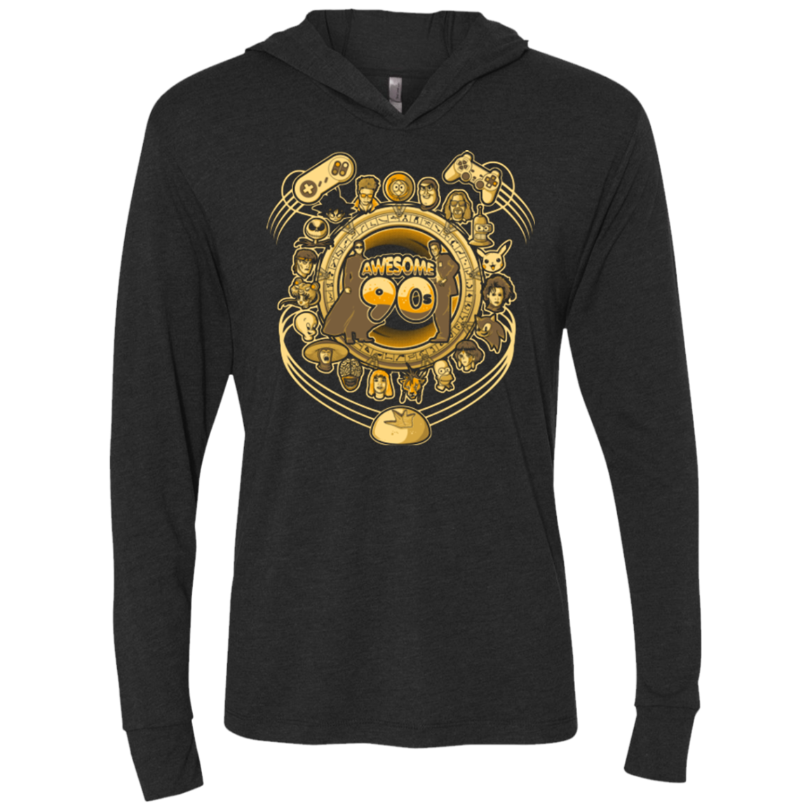 AWESOME 90S Triblend Long Sleeve Hoodie Tee