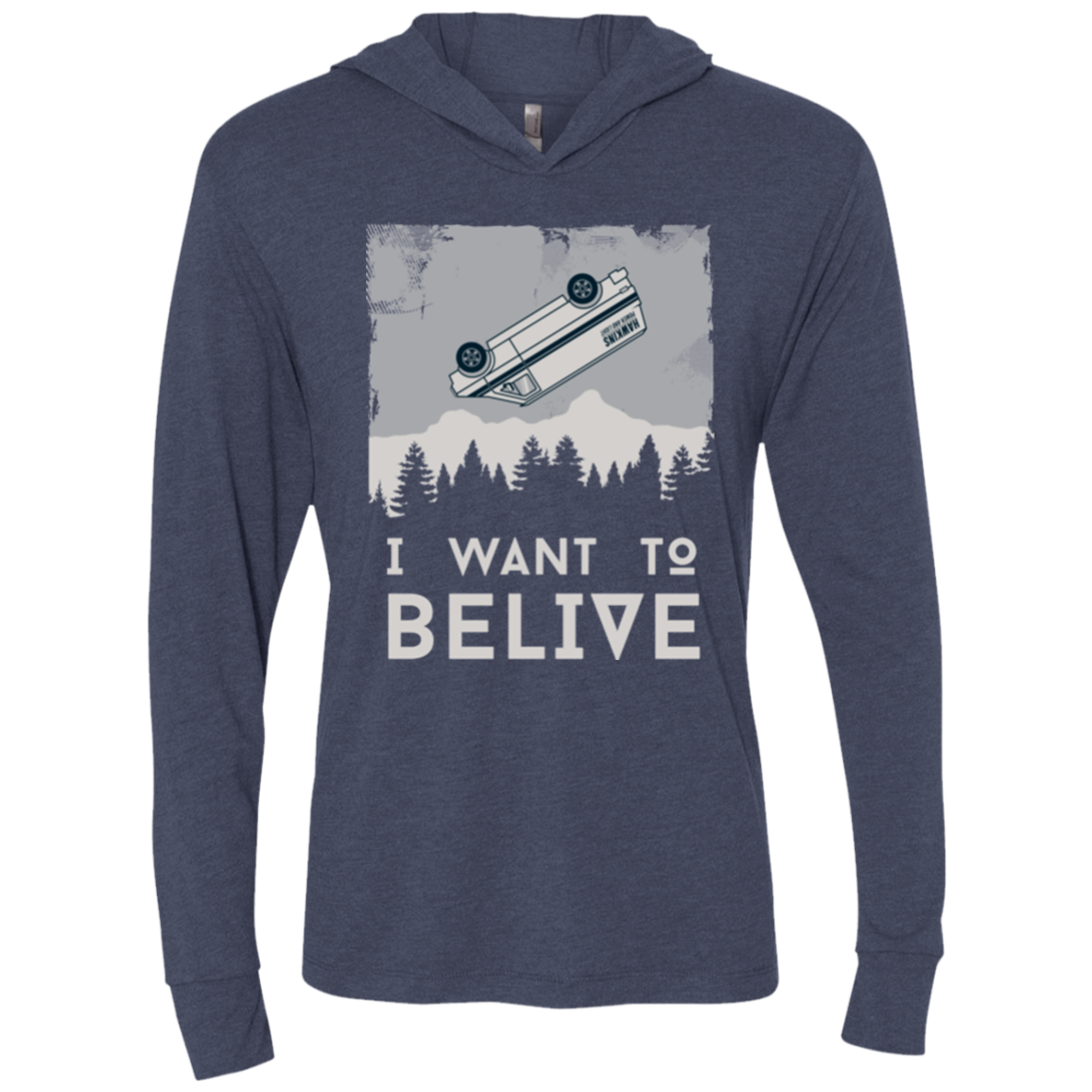 I Want to Believe Triblend Long Sleeve Hoodie Tee