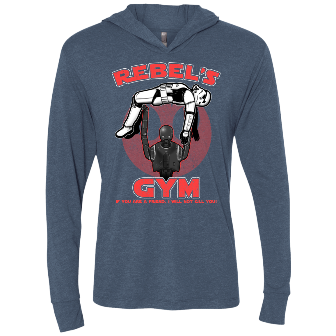 Rebel's Gym Triblend Long Sleeve Hoodie Tee