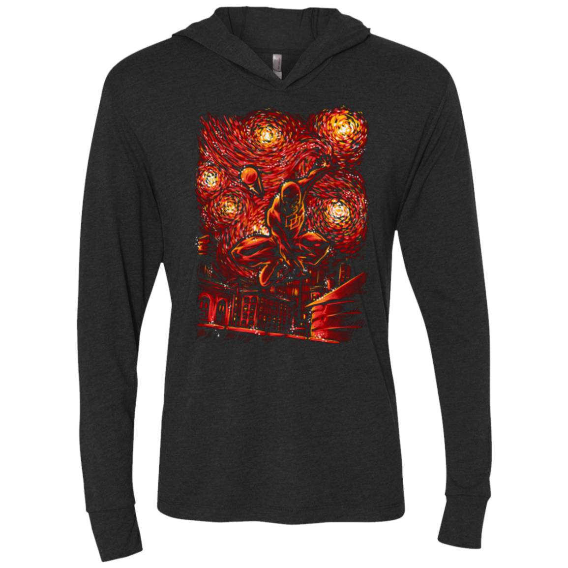 World On Fire Triblend Long Sleeve Hoodie Tee