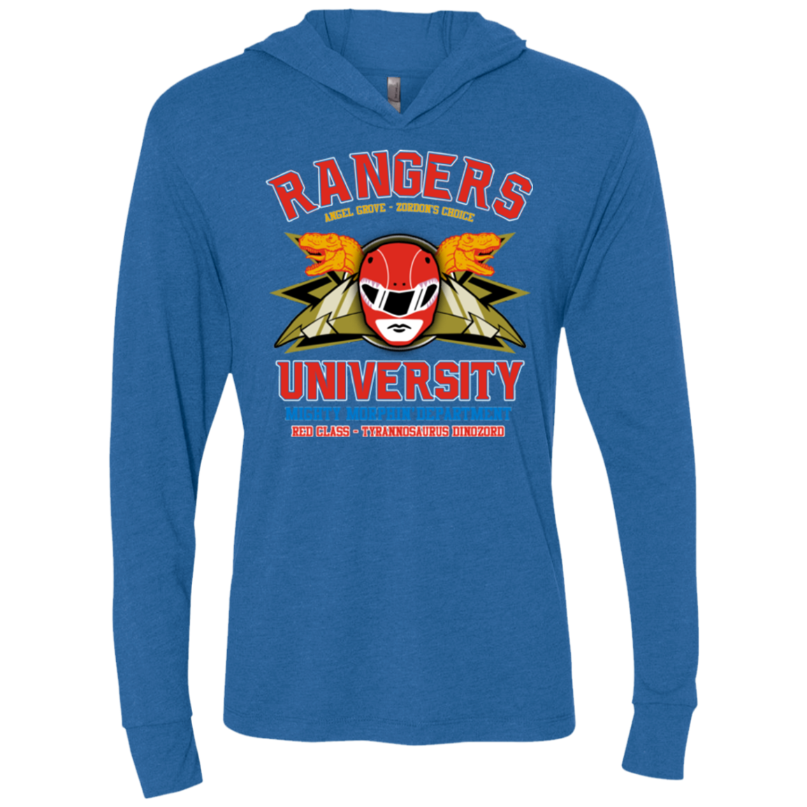 Rangers U - Red Ranger Triblend Long Sleeve Hoodie Tee