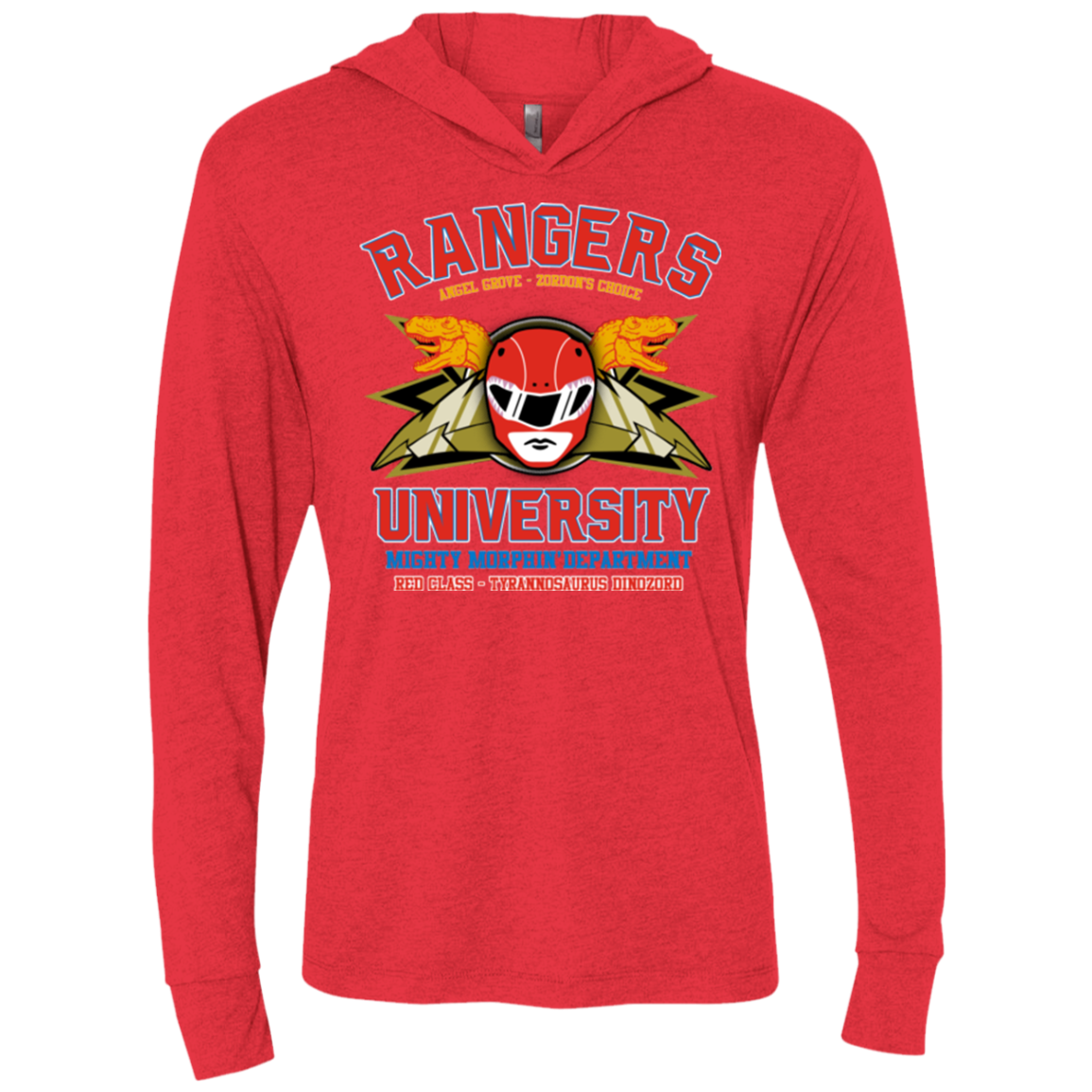 Rangers U - Red Ranger Triblend Long Sleeve Hoodie Tee