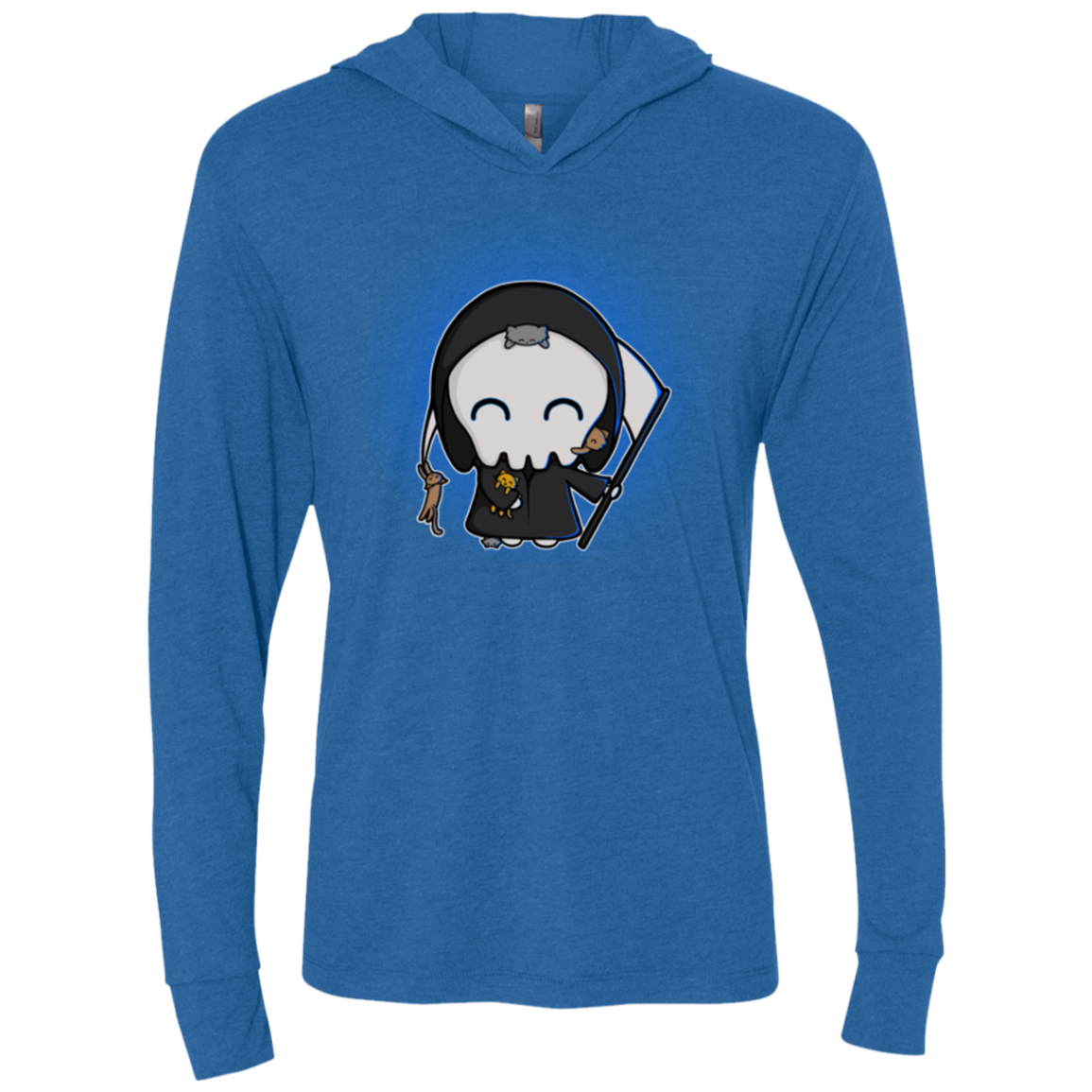 Death Loves Cats Triblend Long Sleeve Hoodie Tee