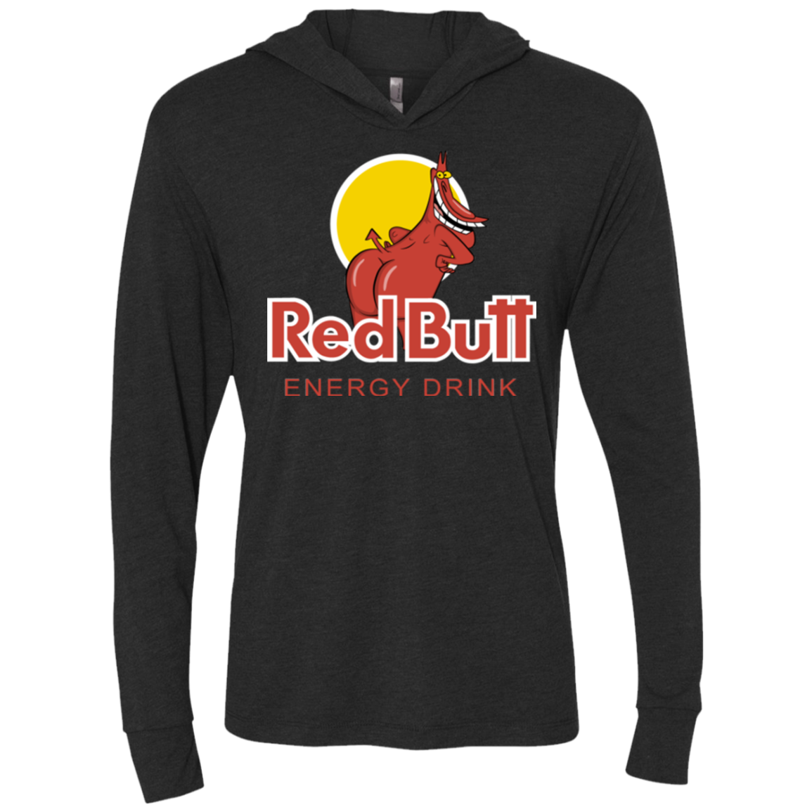 Red butt Triblend Long Sleeve Hoodie Tee