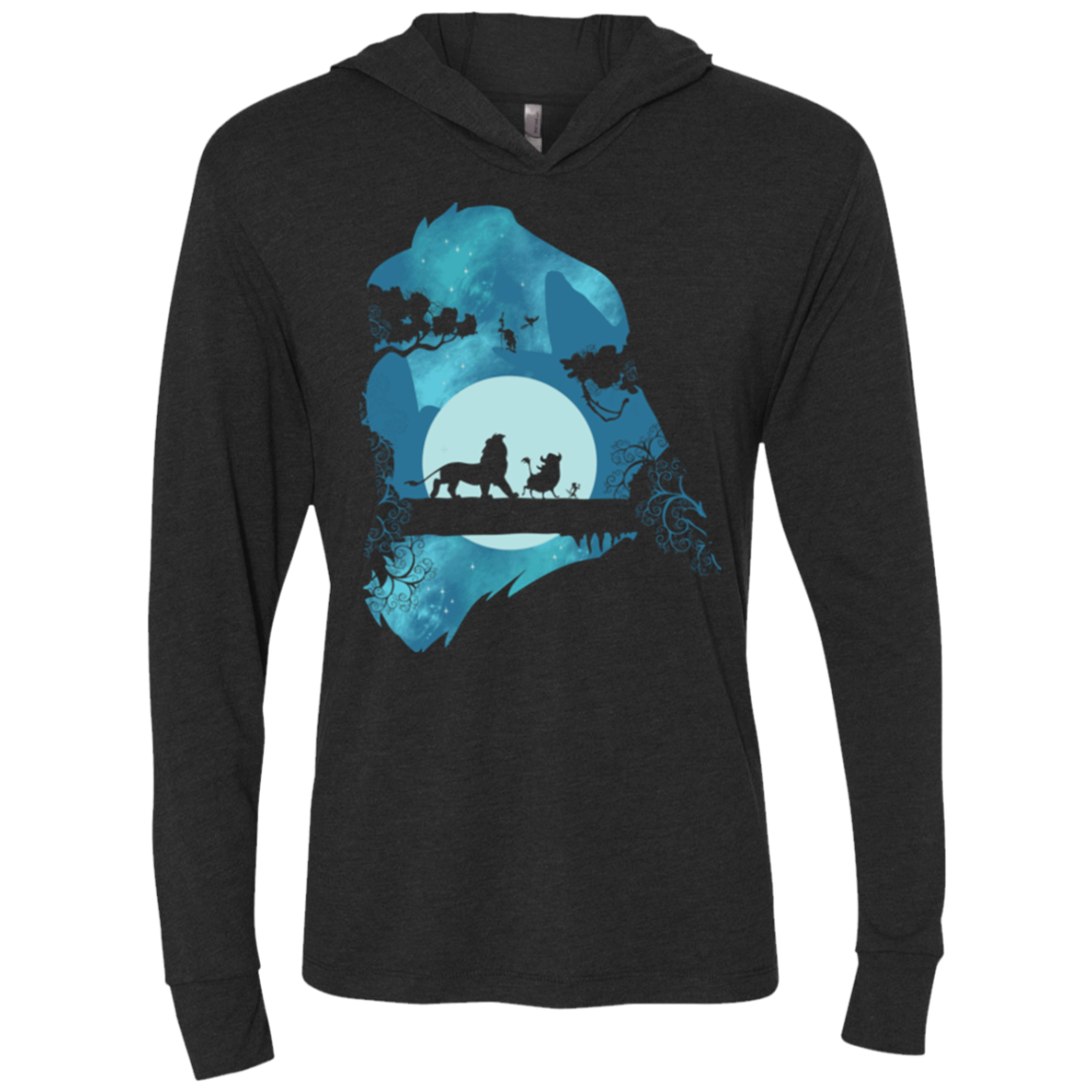 Lion Portrait Triblend Long Sleeve Hoodie Tee