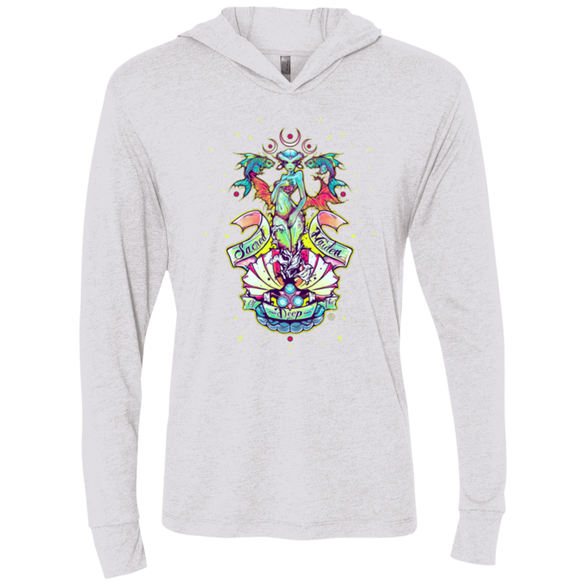 Sacred Maiden of the Deep Triblend Long Sleeve Hoodie Tee