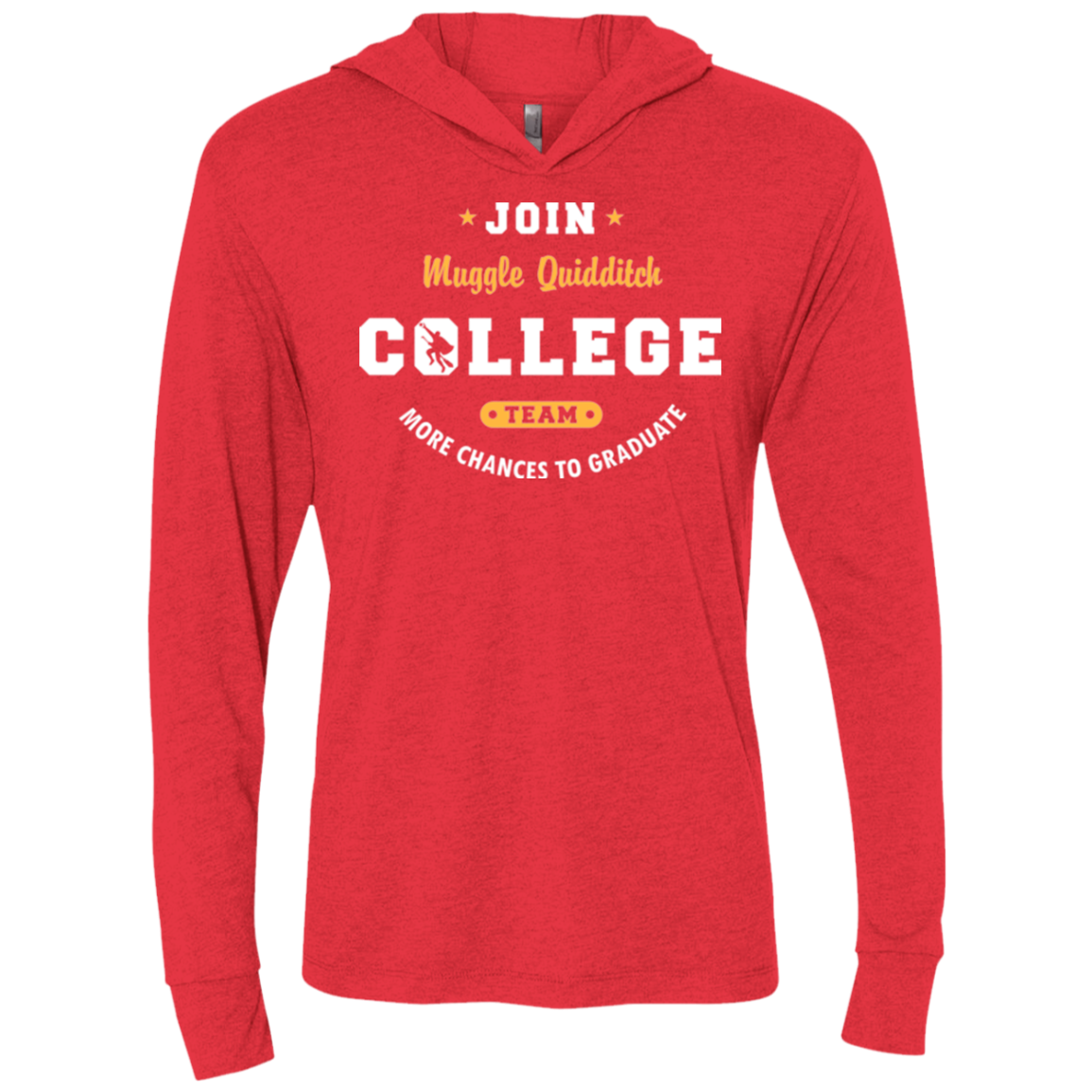 Muggle Quidditch Triblend Long Sleeve Hoodie Tee