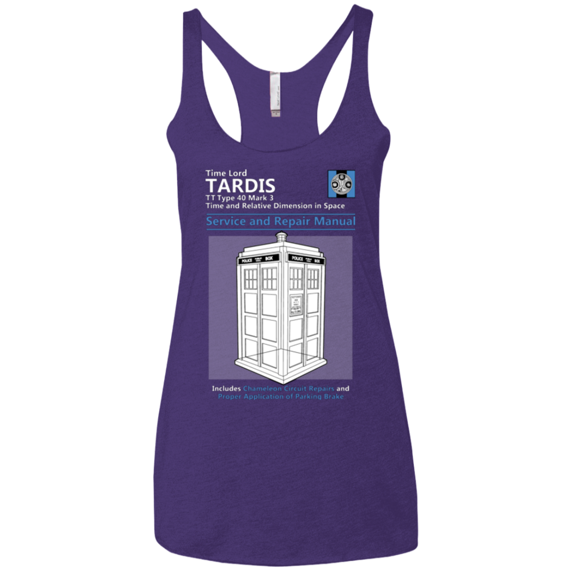 TARDIS SERVICE AND REPAIR MANUAL Women's Triblend Racerback Tank
