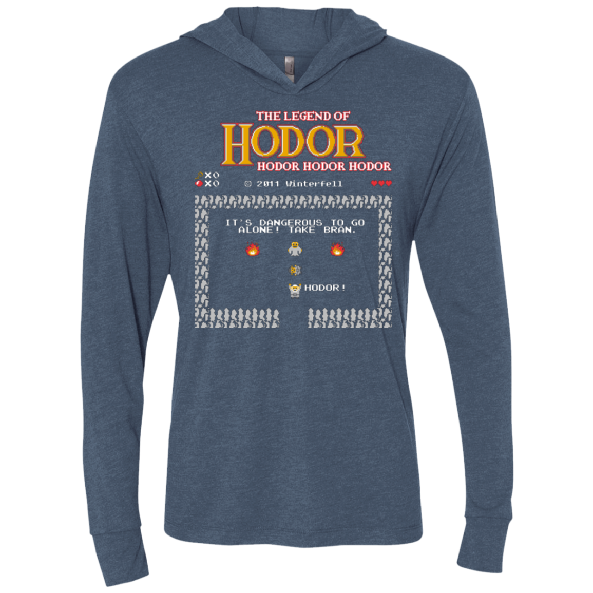 The Legend of Hodor Triblend Long Sleeve Hoodie Tee